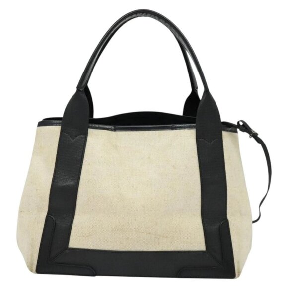 BALENCIAGA Navy Kabas Hand Bag Canvas Ivory Silver - Picture 2 of 16